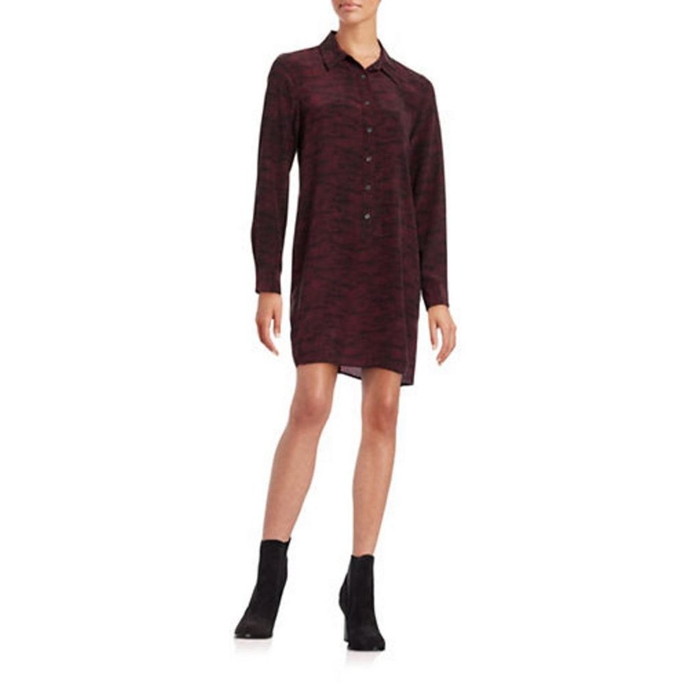 $415 Equipment Clean Lucida Dress True Black / Burnt Scarlet Silk ( S )